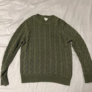 JCREW Olive Green Cableknit Sweater